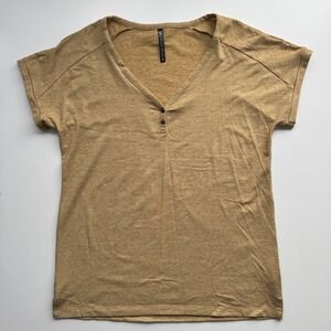 KUHL Lisette S/S UPF Performance Henley V-Neck Shirt Small Yellow Never‎ Worn